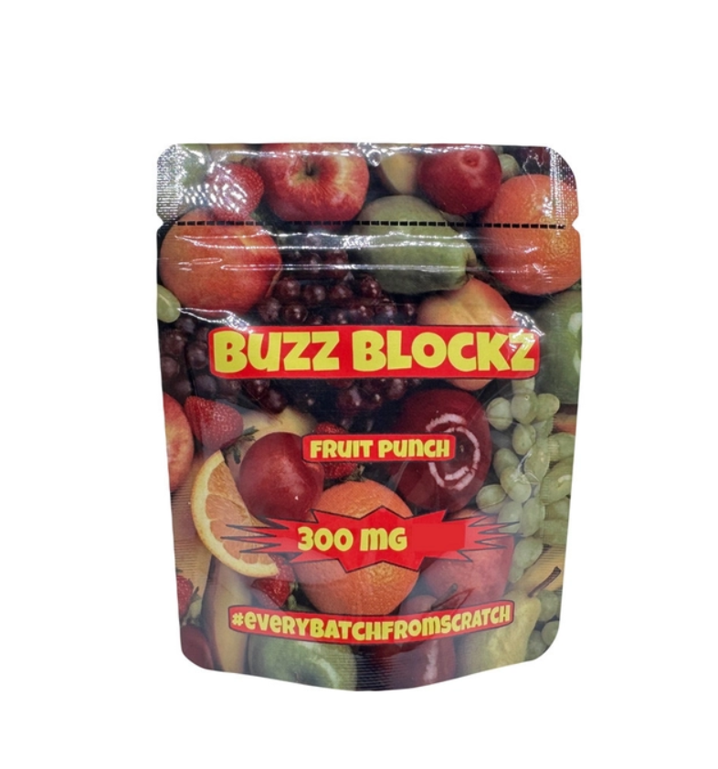 300mg Custom Design Digital Printed Stand Up Pouches Zipper Bags for Fruit Punch Flavor Candy Gummies Packaging