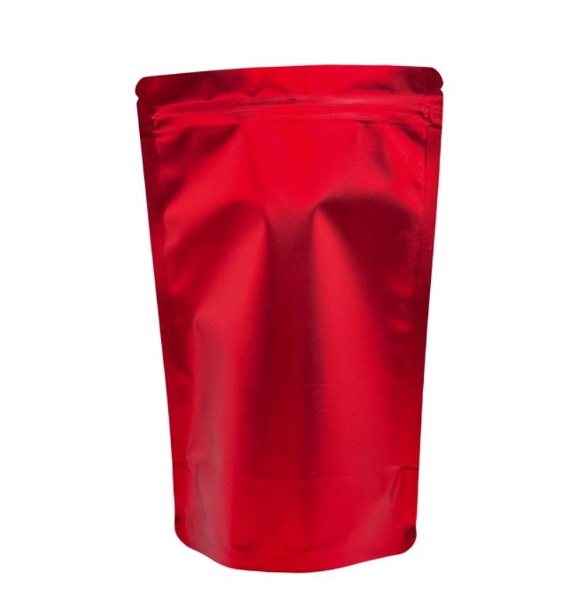 Aluminium Foil Coated Matte Red Stand Up Ziplock Bags For Storing Food