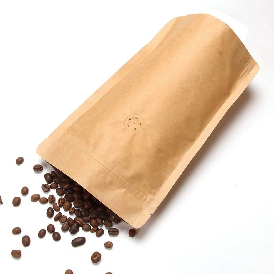 Kraft Paper Laminated Aluminium Foil Stand Up Coffee Pouches with Valve for Extended Freshness