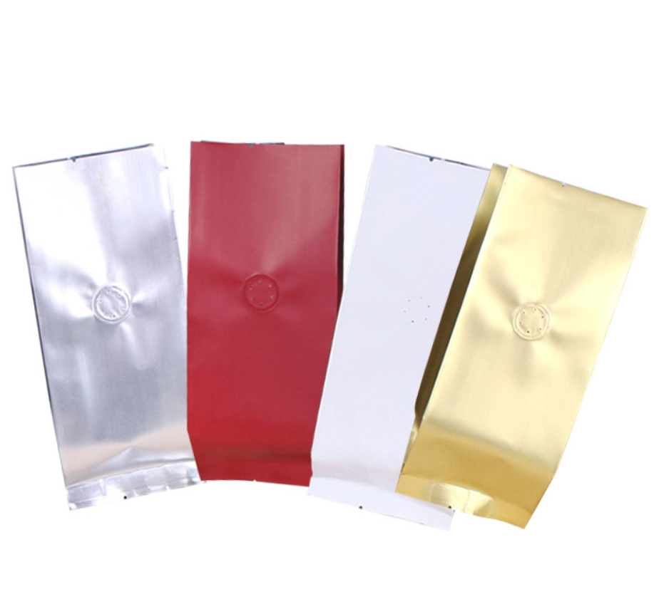 Four Side Sealed Stand Up Coffee Pouches With Valve 1lb 2lb Moisture Proof Oxygen Barrier