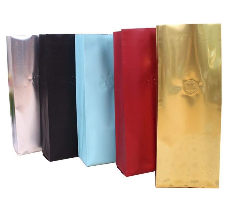 Moisture Proof Smell Proof Printed Coffee Bags With Valve And Tin Tie 500g 1kg