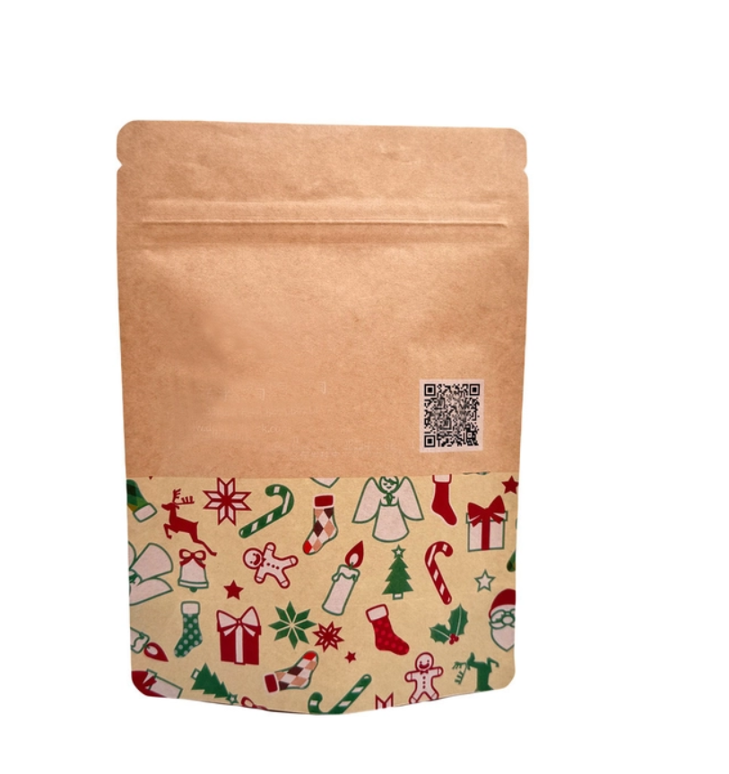 Eco Friendly Brown Kraft Paper Biodegradable Stand Up Pouches With Zipper For Food Packaging