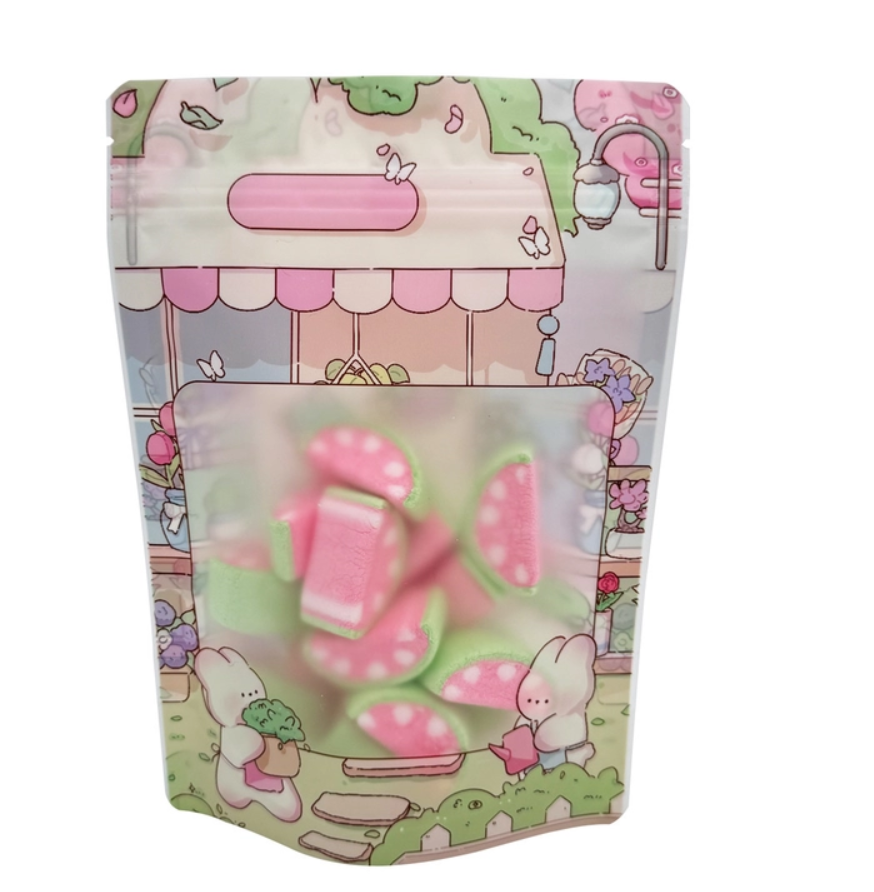 Matte Surface Clear Window Plastic stand up pouch with zipper for food Resealable