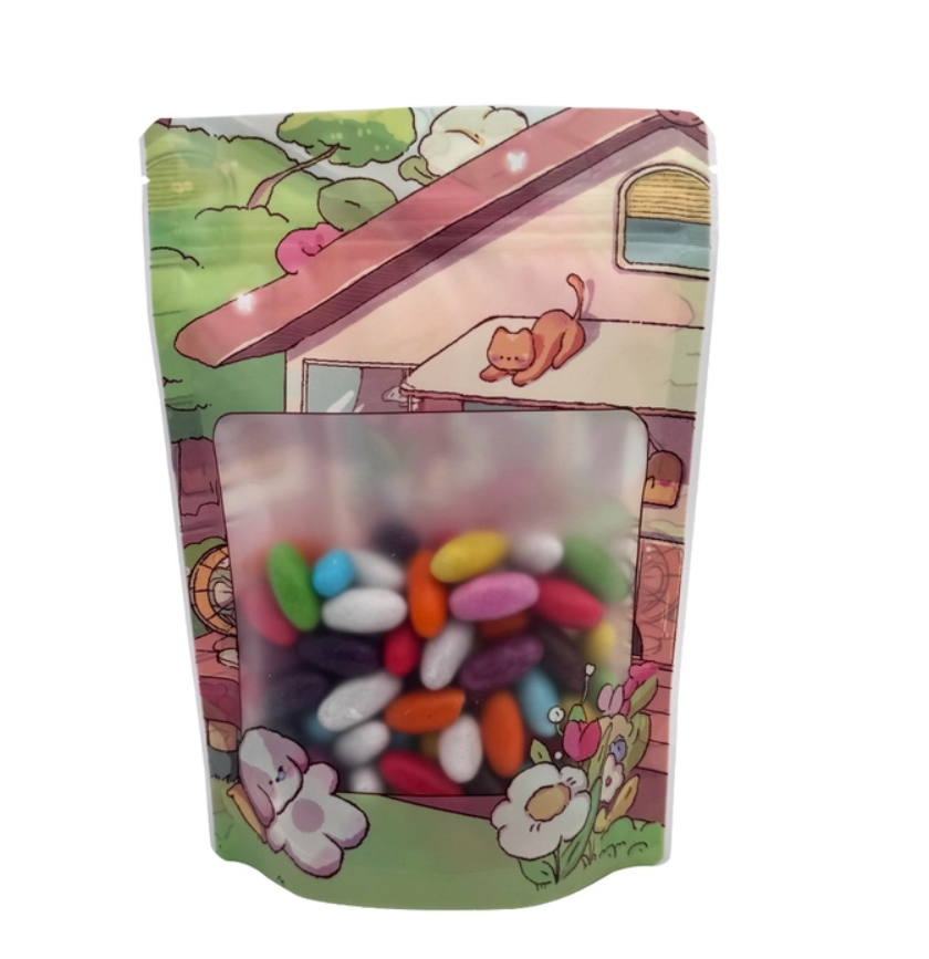 FDA Recyclable Stand Up Pouches For Food Packaging With Window And Ziplock Customized Design