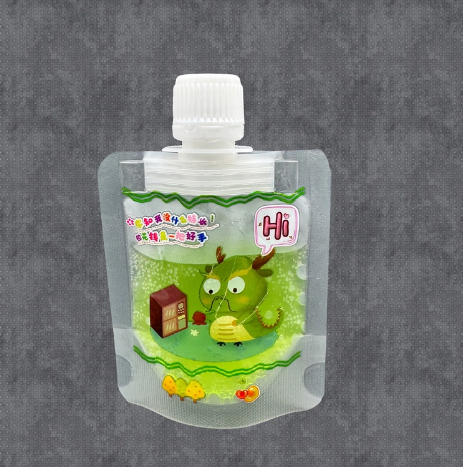 Small Plastic Flasks Pouches Leak Proof Liquid Spout Pouch For Kids Juice Milk Iced Beverages