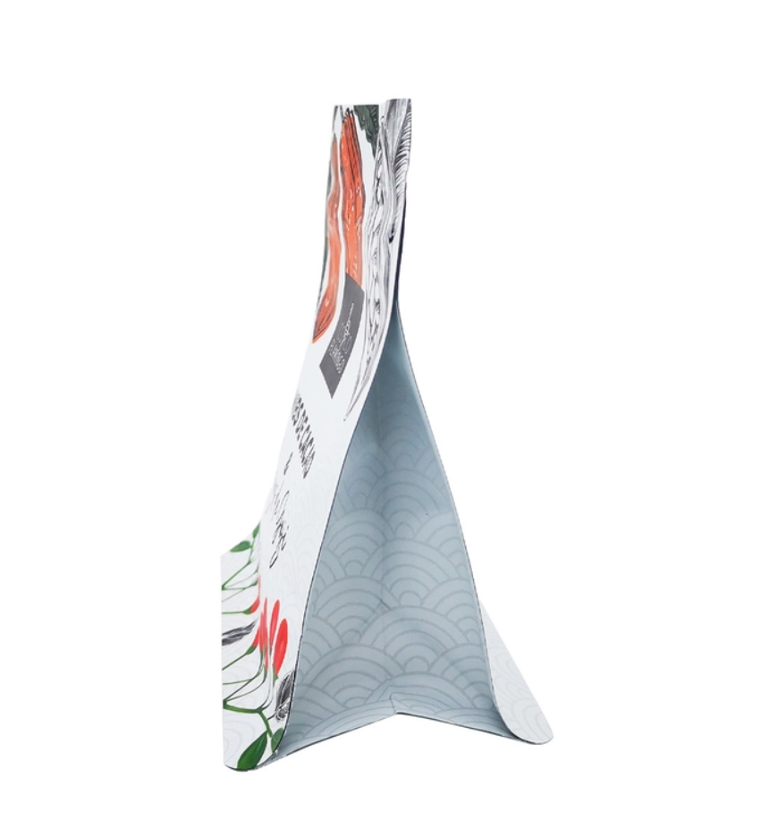 UV Print Partial Glossy Ziplock Flat Bottom Pouches For Food Packaging