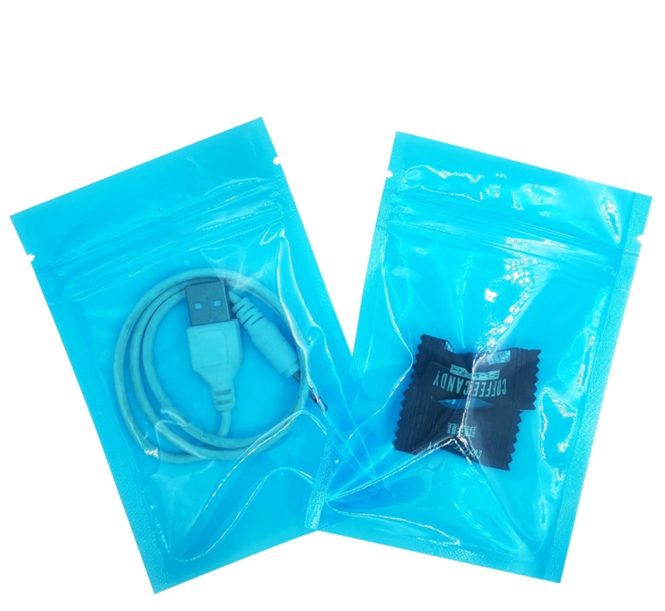 Clear Blue Flat Resealable Food Storage Pouches Heat Seal Bags with Zipper for Food Packaging