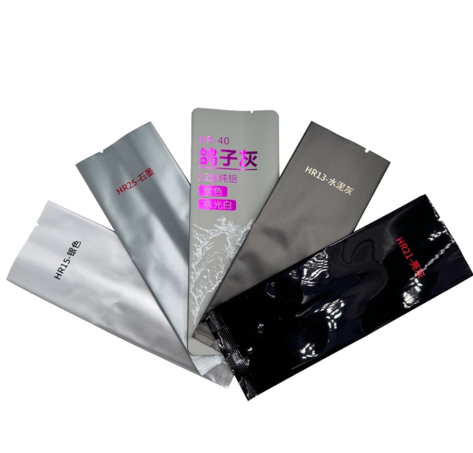 Grey Silver Color Side Gusset Packaging Airtight Light Proof Metallic Mylar Back Sealing Green Tea Packaging Bags