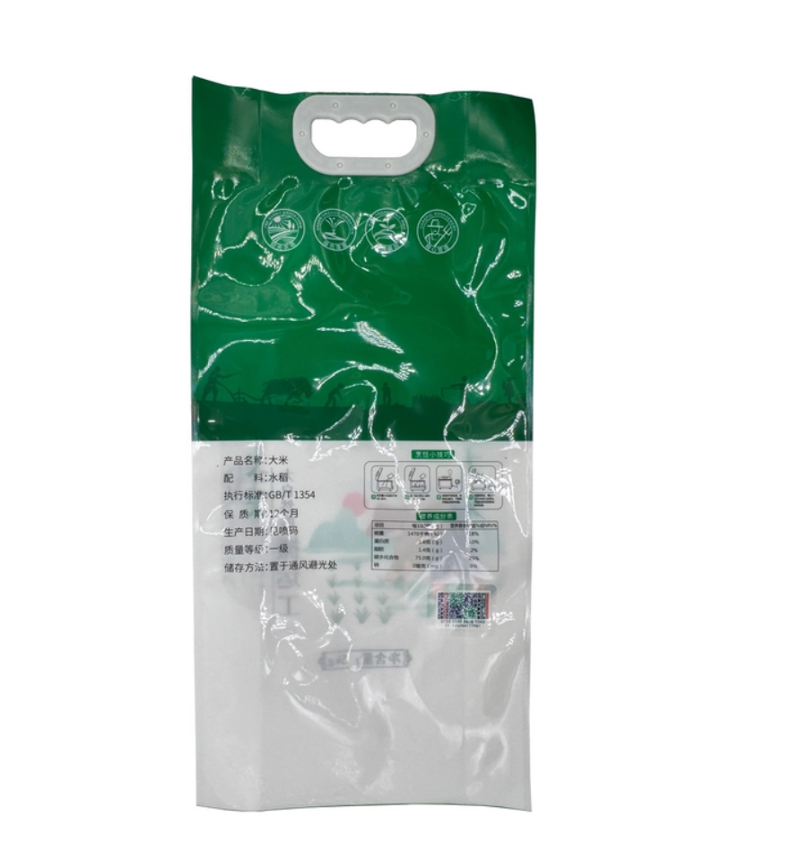 Food Grade Nylon Laminated Heavy Duty Custom Pasta and Noodles Packaging Bag Rice Pouches with Handle and Clear Window