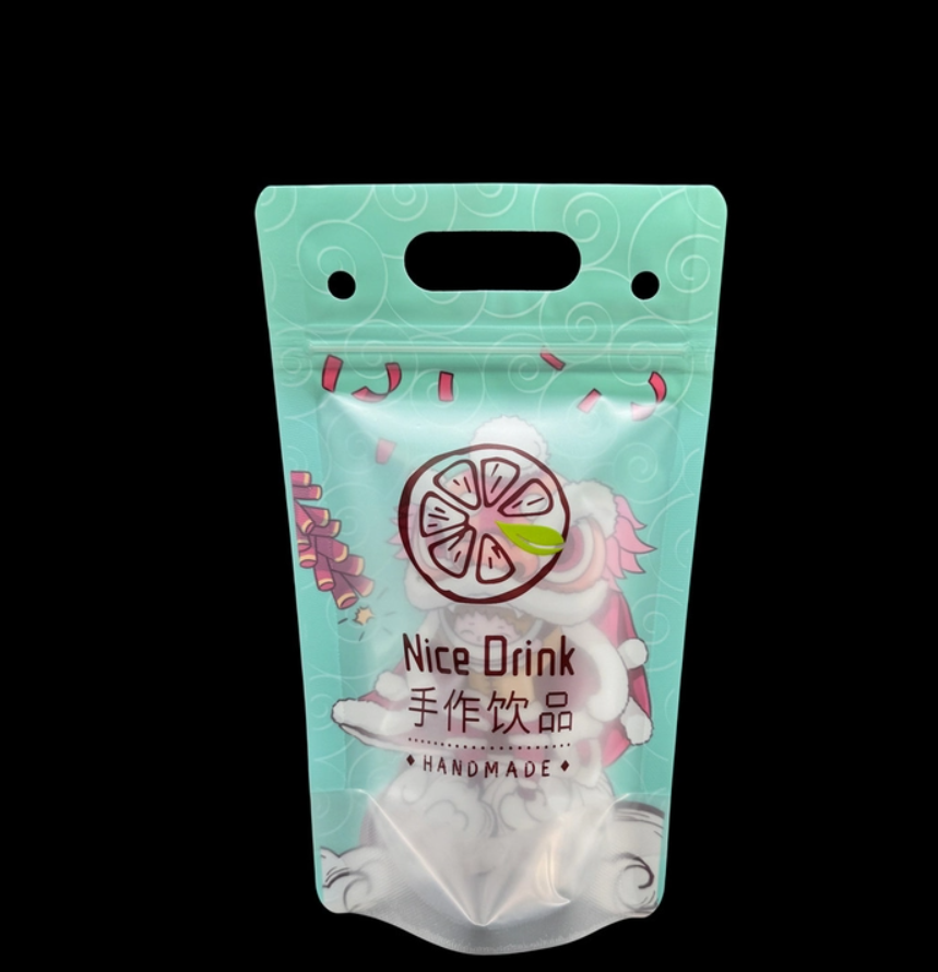 Reusable Plastic One Side Clear Drink Pouches with Straw Holes and Hanging Holes for Adults Fit Smoothie Ice Drink Fruit