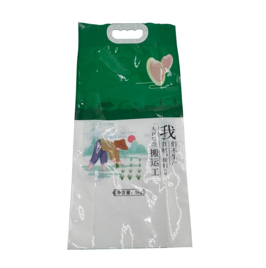 Custom Print Four Side Seal Heavy Duty Plastic Nylon Laminate Rice Packaging Bags For Rice Noodles Flour Powder Food