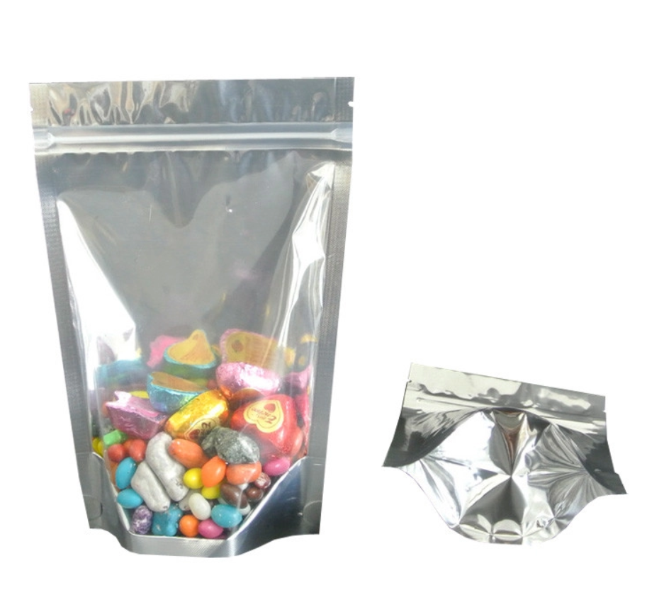 Foil Backed Clear Stand Up Pouches / Transparent Stand Up Pouch With Zipper