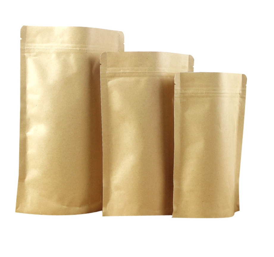 Aluminium Foil Laminated Brown Kraft Stand Up Pouch with Zipper