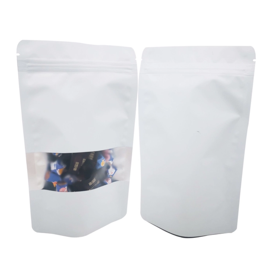 Solid Color Aluminium Foil Lined Stand Up Pouch with Window 120microns per side